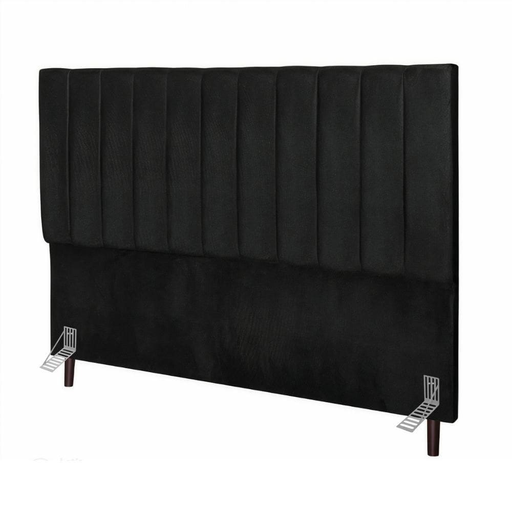 Cabeceira Estofada Cama King 195 Cm Lídia Veludo E Frame preto