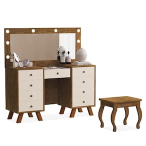 Penteadeira Camarim Mila Malbec-off White Com Banqueta - Móveis Luapa Malbec-off White
