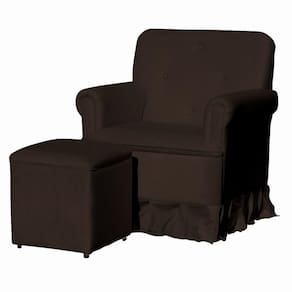Poltrona Balanço De Amamentação Quarto Com Puff Giulia Suede Suede Marrom