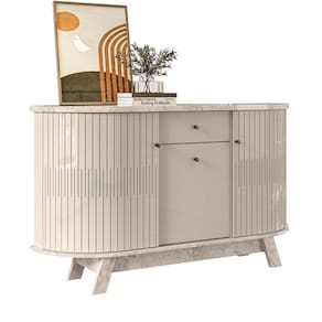 Buffet Aparador Para Sala Monza - 7 Decor Calacata E Off White