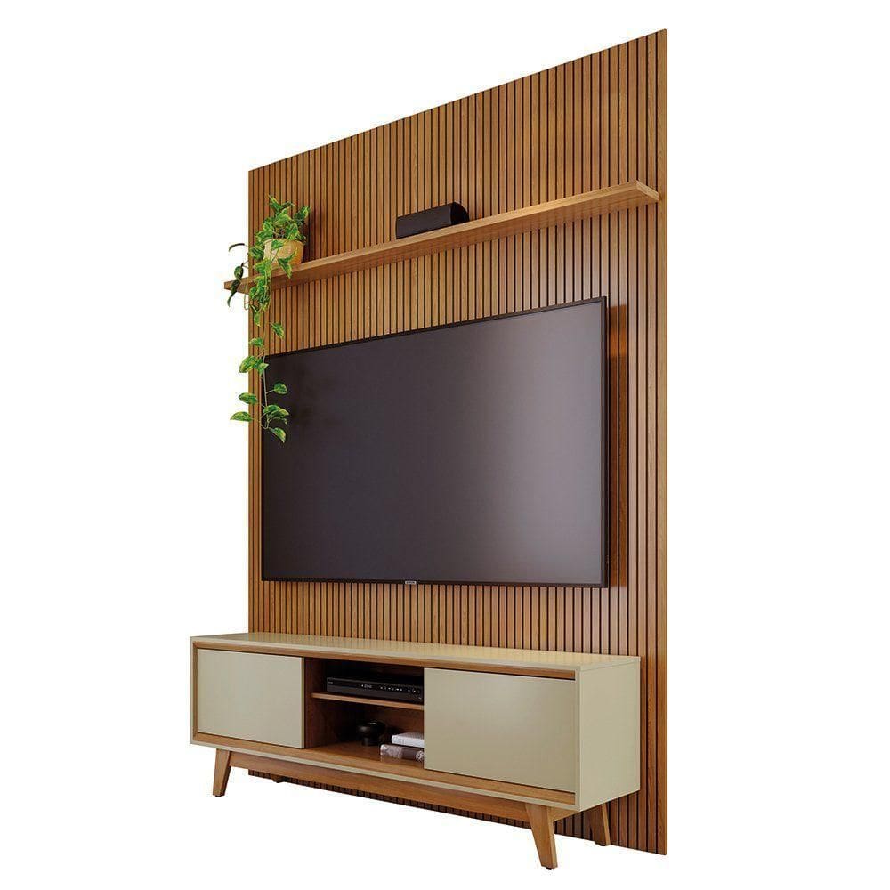 Combo Painel De 60 Polegadas + Rack Milo - 7 Decor Cumaru E Opala
