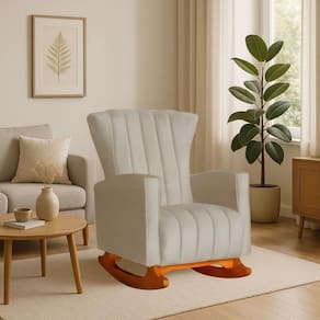 Poltrona Amamentação E Descanso Pés Balanço Luiza Suede Suede Cappuccino