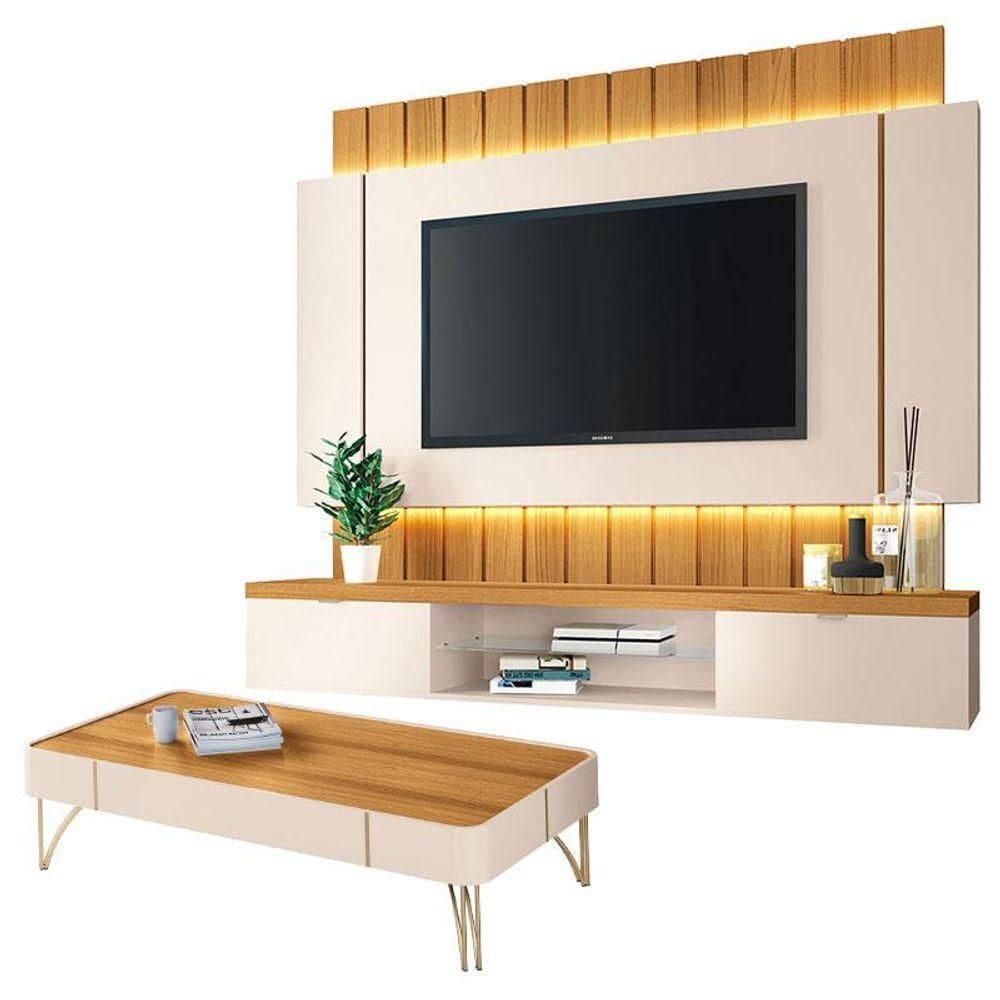 Home Suspenso Illusion E Mesa De Centro Cadenza Cinamomo Off White - Hb Móveis