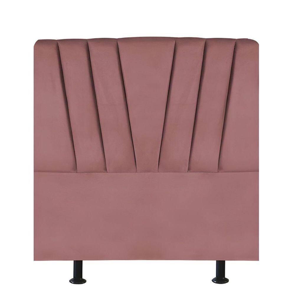 Cabeceira Estofada Cama Box King 195 Cm Louise Veludo rosé
