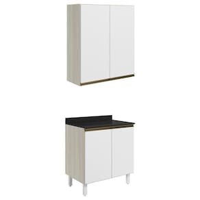 Armario Aereo Balcao 2 Portas 70cm Mdf Kali Nicioli Bianco Toq Branco Uv