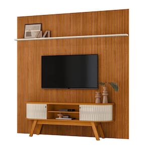 Combo Painel De 60 Polegadas + Rack New Laguna - 7 Decor Cinamomo E Off White