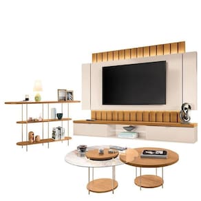 Home Suspenso Illusion Cinamomo Off White E Aparador Infinity E Kit Mesa De Centro Sky Cinamomo- Hb Móveis