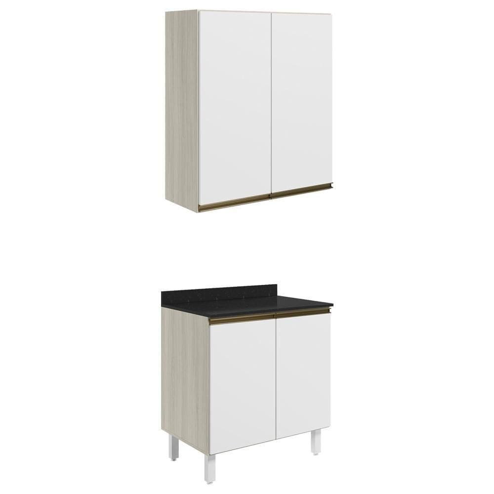 Armario Aereo Balcao 2 Portas 80cm Mdf Kali Nicioli Bianco Toq Branco Uv