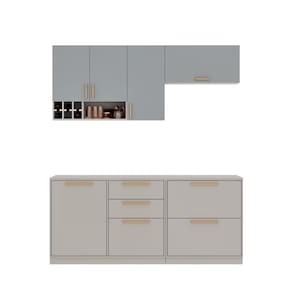 Cozinha Completa Itatiaia Essence 200cm Madeira Fendi/gris