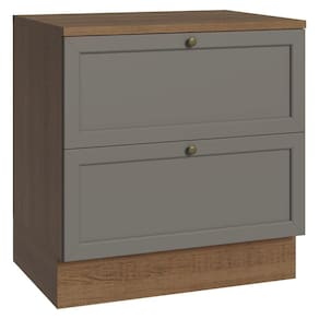 Balcão De Cozinha 80 Cm 2 Gavetas Rustic/cinza Vik Madesa Rustic/cinza