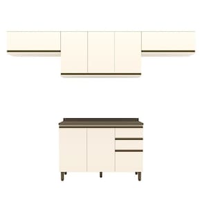 Cozinha Modulada Connect 4 Peças Balcão 120cm Off White Com Tampo Mdp - Móveis Henn Off White