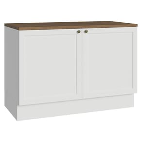 Balcão De Cozinha 120 Cm 2 Portas Branco Tampo Rustic Vik Madesa Branco/rustic