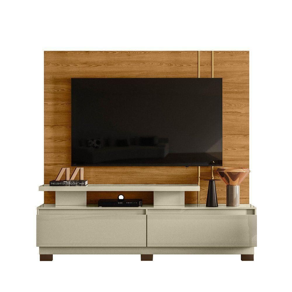 Combo Home Com Pés + Painel Para 60 Polegadas New Apolo - 7 Decor Cumaru E Opala