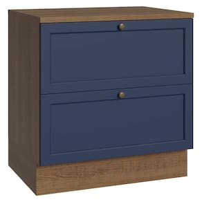 Balcão De Cozinha 80 Cm 2 Gavetas Rustic/azul Vik Madesa Rustic/azul