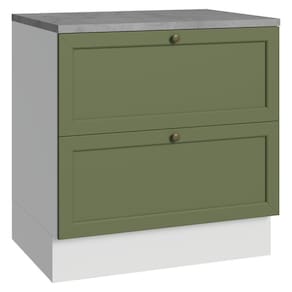 Balcão De Cozinha 80 Cm 2 Gavetas Branco/verde Vik Madesa Branco/verde