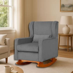 Poltrona Amamentar Descanso E Leitura De Balanço ágata Suede Suede Cinza