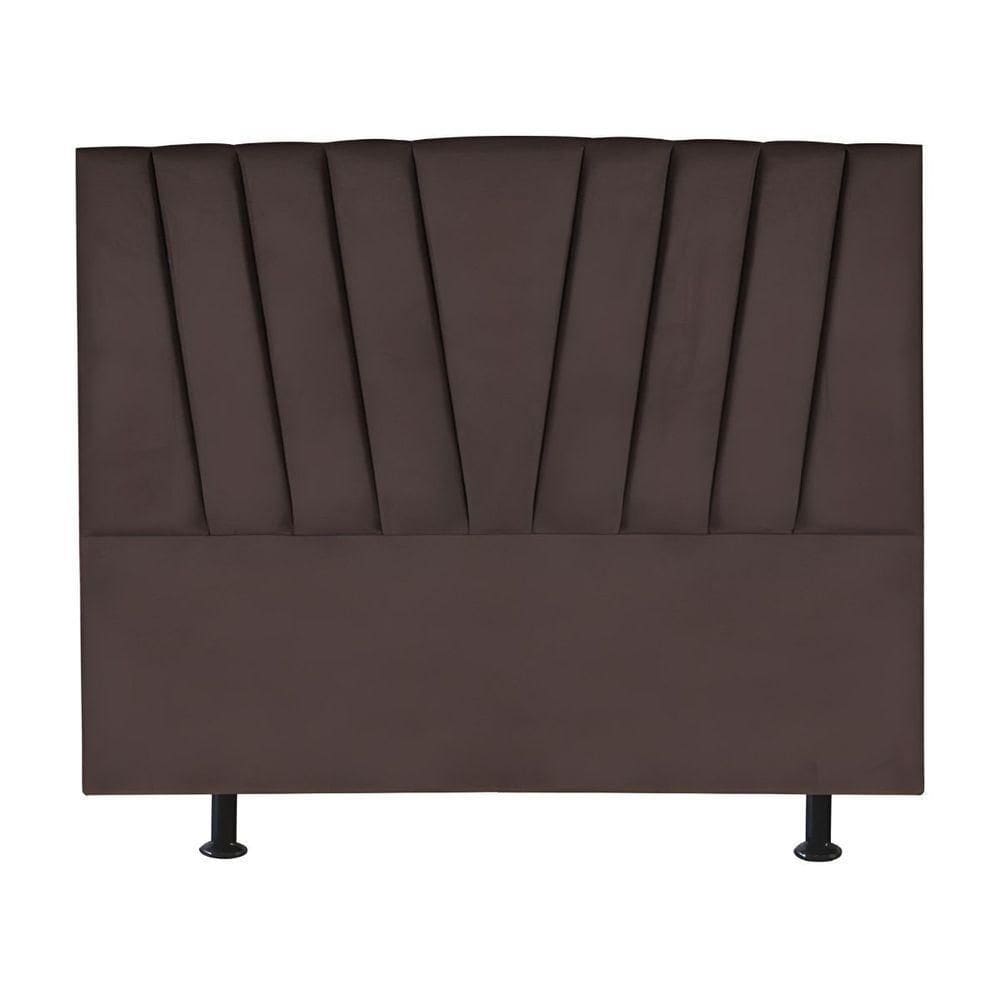 Cabeceira Estofada Cama Casal Queen Size 160 Cm Louise Linho Marrom