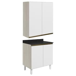 Armario Aereo Balcao 2 Portas 60cm Mdf Kali Nicioli Bianco Toq Branco Uv