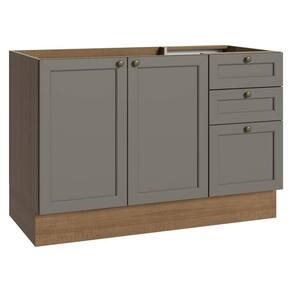 Balcão De Pia 120 Cm 2 Portas 3 Gavetas (sem Tampo) Rustic/cinza Vik Madesa Rustic/cinza