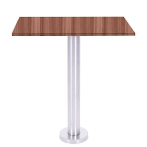 Mesa Beta Fixa Inox 71,50 Cm (alt) Disco Redondo Tampo Mdp Quadrado 70 Cm (larg) X 2,50 Cm (alt) Walnut