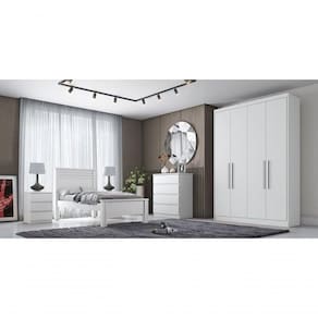 Guarda Roupa Solteiro 4 Portas 3 Gavetas - Sevilha-branco - Móveis Horizonte