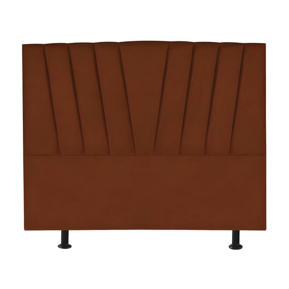 Cabeceira Estofada Cama Casal Queen Size 160 Cm Louise Veludo Terracota