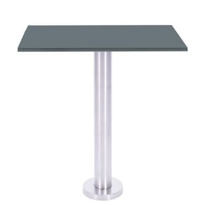 Mesa Beta Fixa Inox 71,50 Cm (alt) Disco Redondo Tampo Mdp Quadrado 70 Cm (larg) X 2,50 Cm (alt) Grafito