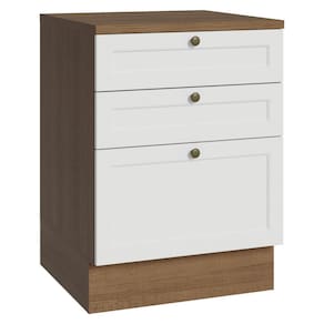 Balcão De Cozinha 60 Cm 3 Gavetas Rustic/branco Vik Madesa Rustic/branco