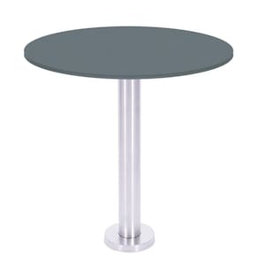Mesa Beta Fixa Inox 71,50 Cm (alt) Disco Redondo Tampo Mdp Redondo 70 Cm (larg) X 2,50 Cm (alt) Grafito