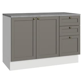 Balcão De Cozinha 120 Cm 2 Portas 3 Gavetas Branco/cinza Vik Madesa Branco/cinza