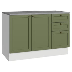 Balcão De Cozinha 120 Cm 2 Portas 3 Gavetas Branco/verde Vik Madesa Branco/verde