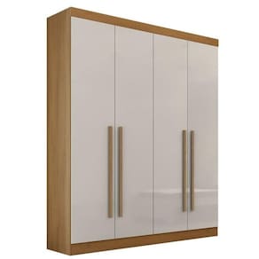 Guarda Roupa Solteiro 4 Portas 3 Gavetas - Da Vinci Plus-cinamomo-off White - Móveis D`doro