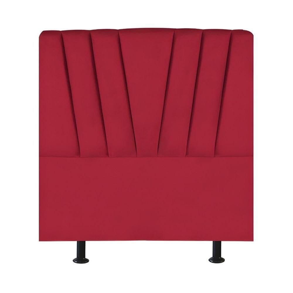 Cabeceira Estofada Cama Box King 195 Cm Louise Suede vermelho