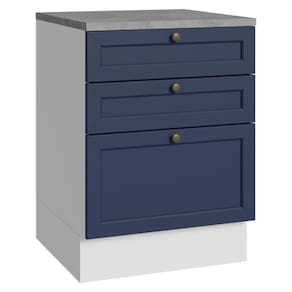 Balcão De Cozinha 60 Cm 3 Gavetas Branco/azul Vik Madesa Branco/azul