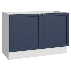 Balcão Gabinete De Pia 120 Cm (sem Tampo) Branco/azul Vik Madesa Branco/azul