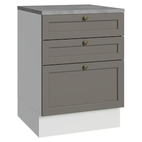 Balcão De Cozinha 60 Cm 3 Gavetas Branco/cinza Vik Madesa Branco/cinza