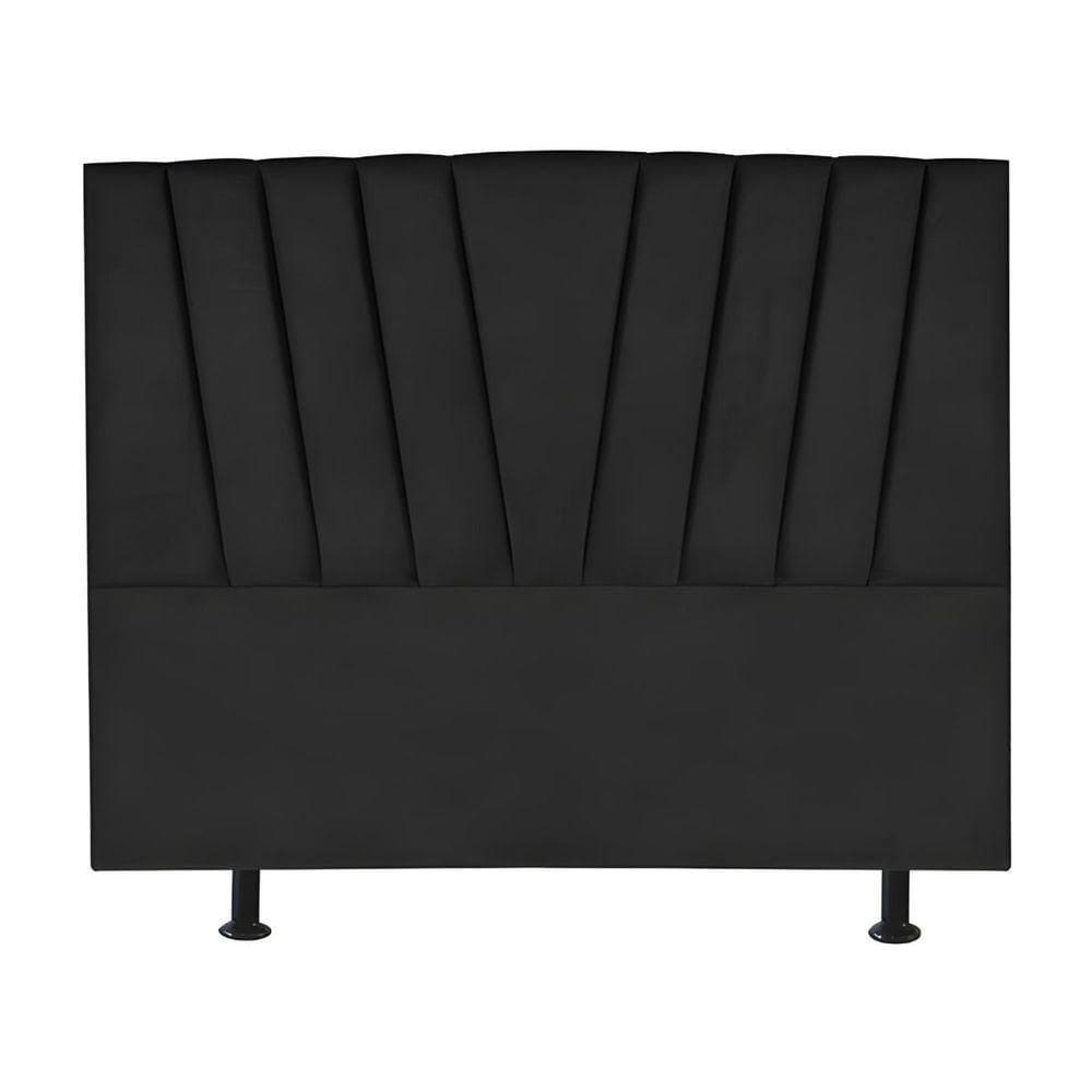 Cabeceira Estofada Cama Casal Queen Size 160 Cm Louise Corino Preto