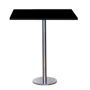 Mesa Pisa Beta Bistrô Fratini 107,50cm (a) Disco Redondo Inox Tampo Mdp Quadrado Preto 70cm( L)
