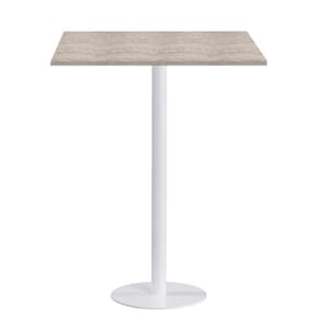 Mesa Pisa Beta Bistrô Fratini 107,50cm (a) Disco Redondo Branco Tampo Mdp Quadrado Castanheira 60cm