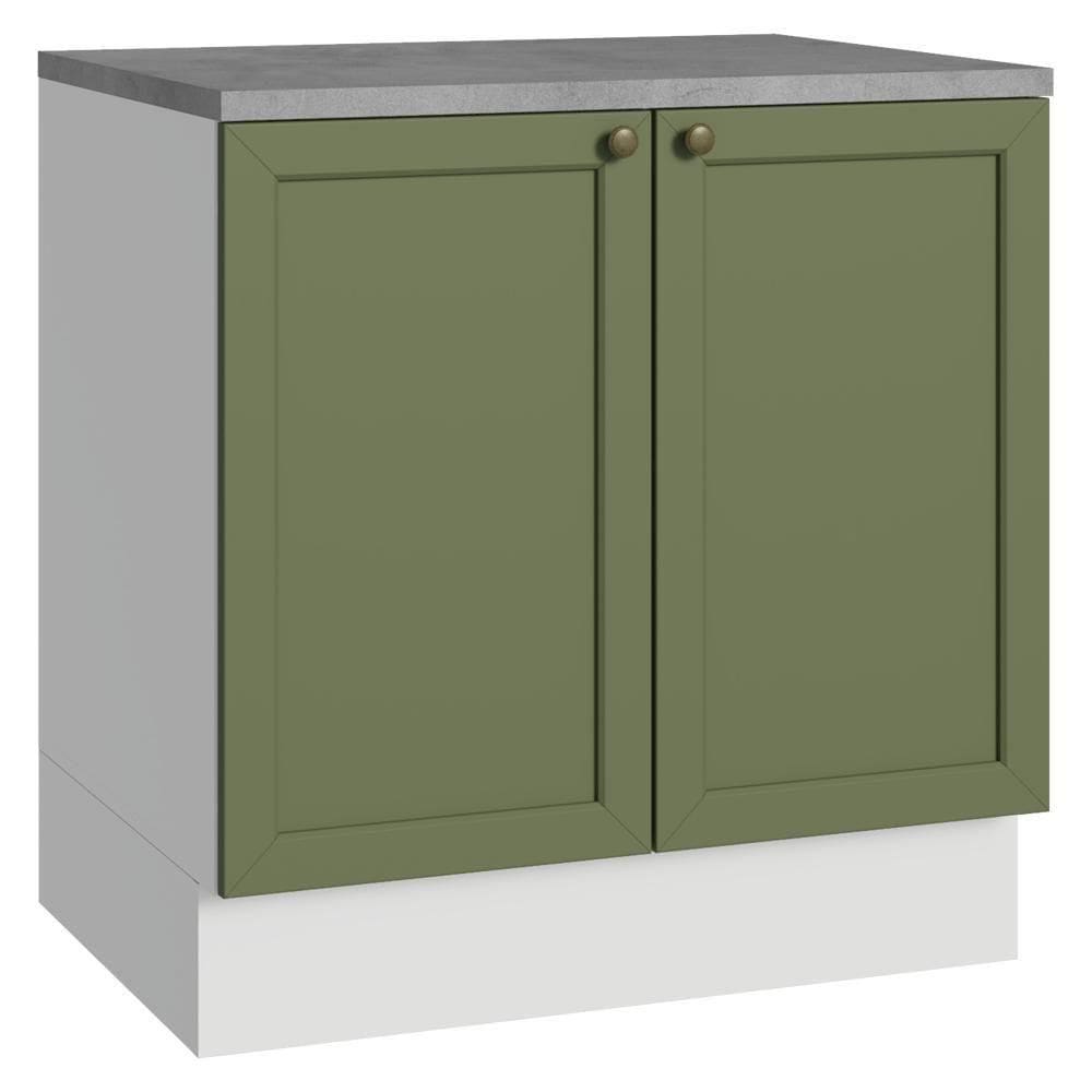 Balcão De Cozinha 80 Cm 2 Portas Branco/verde Vik Madesa Branco/verde