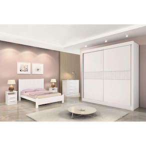 Guarda Roupa Casal 2 Portas 6 Gavetas - Cancun Ripado-branco - Móveis D`doro