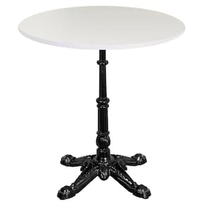Base De Mesa Apus Em Ferro Preto 75 Cm (alt) Tampo Mdp Redondo Branco 70 Cm (larg) X 2,5 Cm (alt)