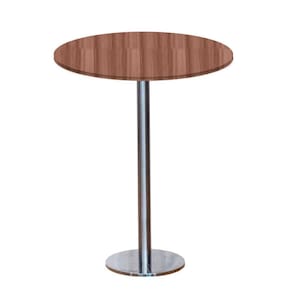 Mesa Pisa Beta Bistrô Fratini 107,50cm (a) Disco Redondo Inox Tampo Mdp Redondo Walnut 80cm (l)