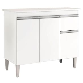 Balcão De Cozinha Tatiane Com Tampo 100cm Branco Brilho - Ajl