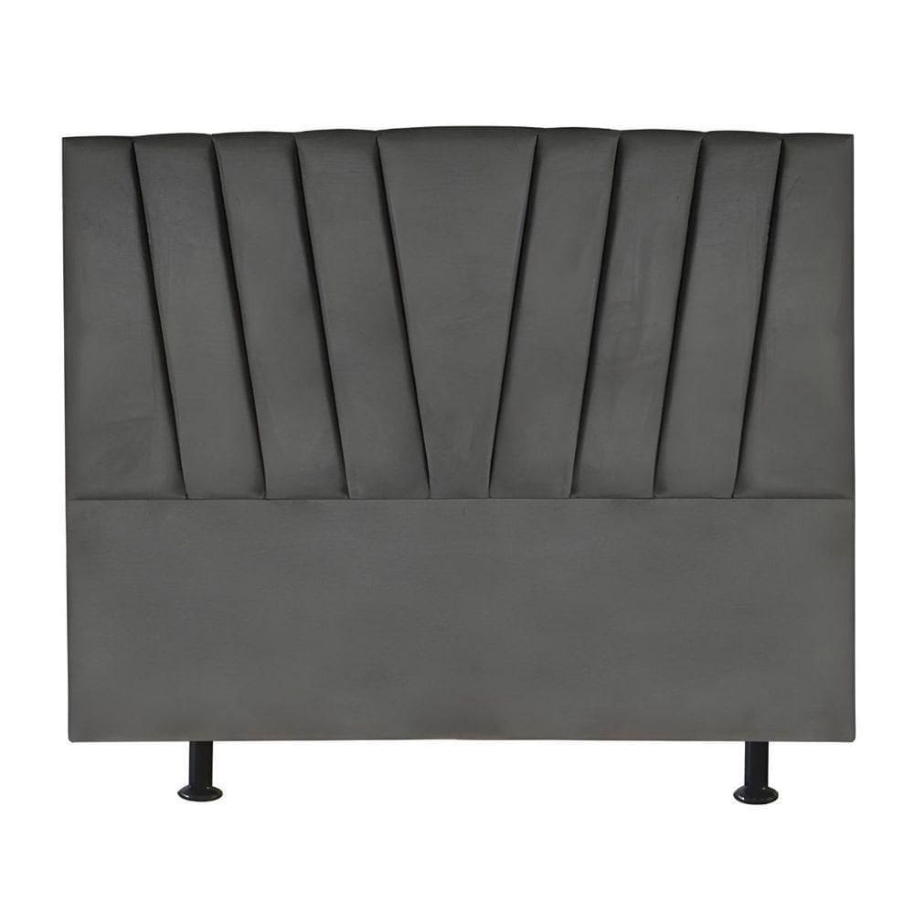 Cabeceira Estofada Cama Box King 195 Cm Louise Suede Cor:cinza