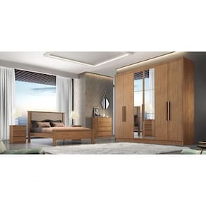 Guarda Roupa Casal Com Espelho 6 Portas 8 Gavetas - Rizon-cumaru - Móveis Horizonte