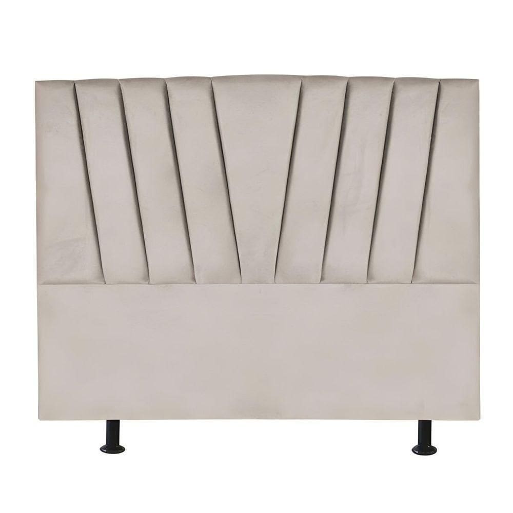 Cabeceira Estofada Cama Box King 195 Cm Louise Suede Cor:bege