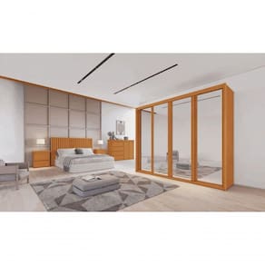 Guarda Roupa Casal Espelhado 6 Gavetas - Palladio Ruby - Móveis Bettio