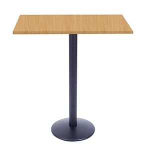 Mesa Bistrô Zeta Ferro Preto 111,50 Cm Alt Base Disco Tampo Mdp Quadrado 60 Cm Larg X 2,50 Cm Samba