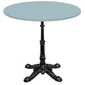 Base De Mesa Apus Em Ferro Preto 75 Cm (alt) Tampo Mdp Redondo Cinza 80 Cm (larg) X 2,5 Cm (alt)